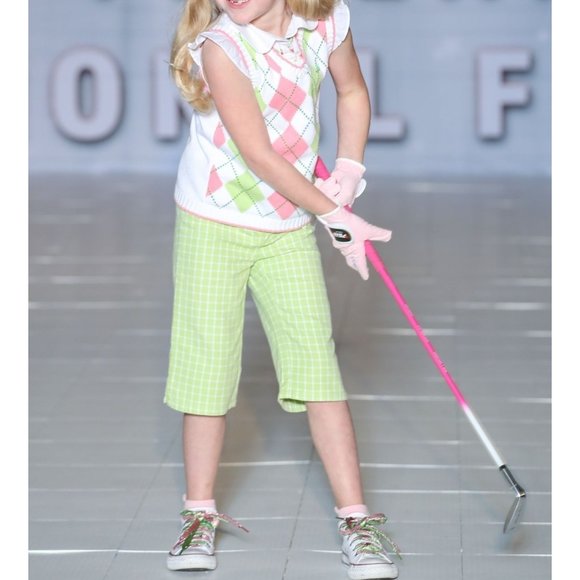 Pageant Golf or Tennis Outfit Pink/Green Girls Sz 6 Mix & Match Vest/Skort/Capri